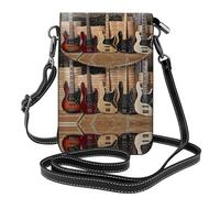 ASFgda Petit sac à bandoulière pour femme avec fente pour carte de crédit Motif guitare basse Instruments de musique