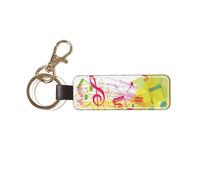 ASFgda Porte-clés universel en cuir véritable avec impression sur le thème de la musique abstraite, porte-clés en cuir pour voiture/maison