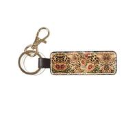 ASFgda Porte-clés universel en cuir véritable imprimé léopard rayé pour voiture/maison