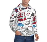 ASFgda Pull à capuche imprimé Londres pour homme, sweat à capuche décontracté d'hiver pour homme avec poche kangourou, tailles S à 4XL, Noir , 3XL Grande taille