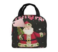 ASFgda Sac à déjeuner avec imprimé Merry Christmas pour homme et femme, résistant à l'eau, réutilisable, pour le travail, le bureau, les voyages, le pique-nique