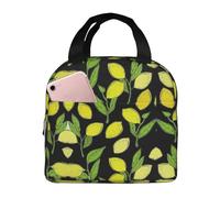 ASFgda Sac à déjeuner jaune avec imprimé citrons frais pour homme et femme, résistant à l'eau, sac fourre-tout réutilisable pour travail/bureau/voyage/pique-nique