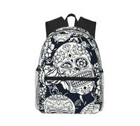 ASFgda Sac à dos classique basique de voyage imprimé tête de mort floral, sac à dos d'école, sac à dos imperméable décontracté pour université/voyage/travail