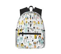 ASFgda Sac à dos classique basique de voyage mignon animal de dessin animé imprimé alphabet sac à dos, sac à dos d'école, sac à dos imperméable décontracté pour université/voyage/travail