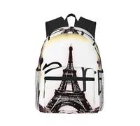 ASFgda Sac à dos classique basique de voyage Tour Eiffel Love Paris imprimé sac à dos universitaire sac à dos d'école, sac à dos décontracté imperméable pour l'université/voyage/travail