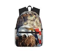 ASFgda Sac à dos classique de voyage basique avec drapeau américain imprimé aigle de feu, sac à dos universitaire, sac à dos décontracté imperméable pour l'université, les voyages, le travail