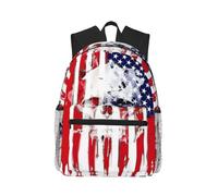 ASFgda Sac à dos classique de voyage basique avec drapeau américain imprimé tête de mort, sac à dos d'école, sac à dos imperméable et décontracté pour l'université, les voyages, le travail