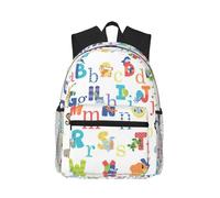ASFgda Sac à dos classique de voyage basique avec imprimé alphabet animal, sac à dos d'école, sac à dos imperméable et décontracté pour l'université, les voyages, le travail