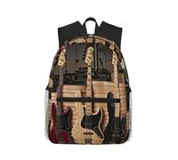 ASFgda Sac à dos classique de voyage basique avec imprimé guitare, basse, instruments de musique, sac à dos universitaire, sac à dos décontracté imperméable pour l'université, les voyages, le travail