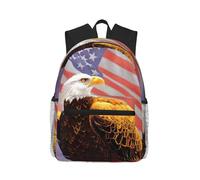 ASFgda Sac à dos classique de voyage basique avec motif aigle avec drapeau des États-Unis, sac à dos universitaire, sac à dos décontracté imperméable pour l'université, les voyages, le travail