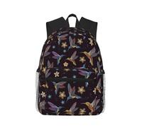 ASFgda Sac à dos classique de voyage basique avec motif colibris avec broderie, sac à dos d'école, sac à dos imperméable et décontracté pour l'université, les voyages, le travail