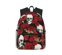 ASFgda Sac à dos classique de voyage basique imprimé tête de mort rose, sac à dos d'école, sac à dos imperméable décontracté pour l'université/voyage/travail