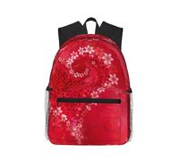 ASFgda Sac à dos classique de voyage basique pour la Saint-Valentin, motif cœur et fleur, sac à dos d'école, sac à dos imperméable et décontracté pour l'université, les voyages, le travail