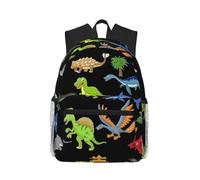 ASFgda Sac à dos classique de voyage de base avec impression de dinosaure, sac à dos d'école, sac à dos imperméable et décontracté pour l'université, les voyages, le travail