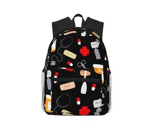 ASFgda Sac à dos classique de voyage de base avec motif de médecine de dessin animé, sac à dos d'école, sac à dos imperméable et décontracté pour l'université, les voyages, le travail