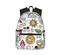 ASFgda Sac à dos classique de voyage mexicain avec symboles de salsa imprimés, sac à dos d'école, sac à dos imperméable et décontracté pour l'université, les voyages, le travail