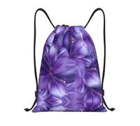 ASFgda Sac à dos de sport imperméable avec cordon de serrage, imprimé fleurs de lys violettes pour homme et femme, léger, gym, yoga, décontracté, extérieur, Noir , S