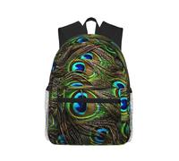 ASFgda Sac à dos de voyage classique basique avec imprimé plumes de paon, sac à dos d'école, sac à dos imperméable et décontracté pour l'université, les voyages, le travail