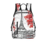 ASFgda Sac à dos décontracté imprimé Paris pour homme et femme, durable, léger, bretelles ergonomiques