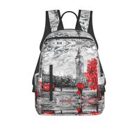 ASFgda Sac à dos décontracté rouge London Street Print pour homme et femme, sac à dos de voyage durable, léger, bretelles ergonomiques