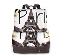 ASFgda Sac à dos en cuir imprimé Tour Eiffel Amour Paris Sac à dos pour ordinateur portable 14" Sac à dos tendance pour femme pour voyage, travail, université