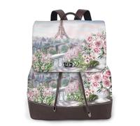 ASFgda Sac à dos en cuir imprimé Tour Eiffel Paris pour femme 14" Sac à dos tendance pour voyage, travail, université