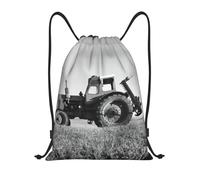 ASFgda Sac à dos imperméable avec cordon de serrage, motif tracteur agricole, sac de gym pour homme et femme, léger, gym, yoga, décontracté, extérieur, Noir , S