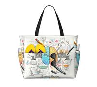 ASFgda Sac de plage imprimé cerveau humain, sac fourre-tout de plage imperméable, résistant au sable, grande capacité, léger, pliable avec fermeture éclair