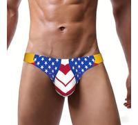 ASFgda Slip de bikini imprimé drapeau américain de l'Espagne pour homme, taille basse extensible avec pochette de contour, doux et respirant, usage quotidien, Noir , 4XL