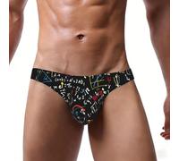 ASFgda Slip de bikini imprimé formule mathématique pour homme, taille basse extensible avec pochette de contour, doux et respirant, usage quotidien, Noir , M