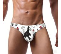 ASFgda Slip de bikini pour homme avec imprimé de jolis chiens, taille basse, extensible avec pochette de contour, doux et respirant, usage quotidien, Noir , L