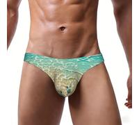 ASFgda Slip de bikini pour homme avec imprimé tortue et étoile de mer, taille basse, extensible avec pochette de contour, doux et respirant, à porter au quotidien, Noir , L