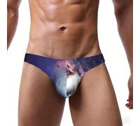 ASFgda Slip de bikini pour homme imprimé univers abstrait, taille basse, extensible avec pochette de contour, doux et respirant, à porter au quotidien, Noir , XXL