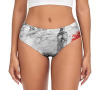 ASFgda Sous-vêtement respirant rouge imprimé rue Londres pour femme, sous-vêtements extensibles parfaitement, super doux et confortable, disponible en grande taille, Noir , M