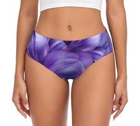 ASFgda Sous-vêtements respirants pour femme avec imprimé fleurs de lys violets, sous-vêtements extensibles parfaitement, super doux et confortables, disponibles en grande taille, Noir , L