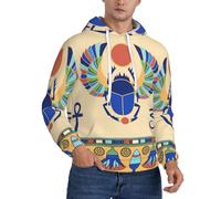 ASFgda Sweat à capuche imprimé scarabée égyptien pour homme, sweat à capuche décontracté pour homme avec poche kangourou, tailles S à 4XL, Noir , 3XL Grande taille