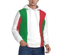 ASFgda Sweat à capuche pour homme avec imprimé drapeau de l'Italie, sweat à capuche décontracté pour homme avec poche kangourou, tailles S à 4XL, Noir , XL Grande taille
