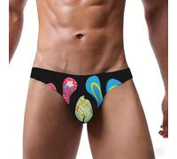 ASFgda Tongs calligraphiques pour homme - Chaussures de plage - Slip de bikini imprimé - Taille basse - Extensible - Avec pochette de contour - Doux et respirant - À porter au quotidien, Noir , M