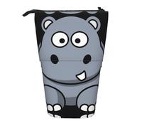 ASFgda Trousse à crayons avec motif hippopotame sur pied, pochette télescopique, porte-crayons portable, trousse de rangement