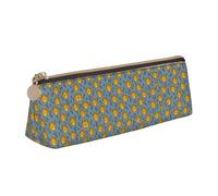 ASFgda Trousse à crayons avec motif tête de lion pour enfants - Motif triangle bleu - Fermeture éclair - Pour papeterie, maquillage, école, bureau et voyage