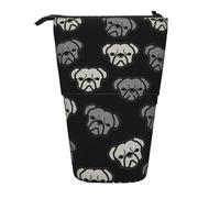 ASFgda Trousse à crayons avec tête de bouledogue américain debout, pochette télescopique, porte-crayons portable, trousse de rangement pour cosmétiques