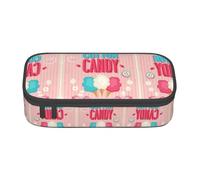 ASFgda Trousse à crayons durable de grande capacité avec imprimé barbe à papa, trousse de maquillage portable, sac de rangement pour papeterie de bureau.