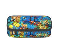 ASFgda Trousse à crayons durable de grande capacité avec imprimé poissons tropicaux du monde sous-marin, trousse de maquillage portable, sac de rangement pour papeterie de bureau.