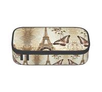 ASFgda Trousse à crayons durable de grande capacité avec imprimé Tour Eiffel de Paris, trousse de maquillage portable, sac de rangement pour papeterie de bureau.