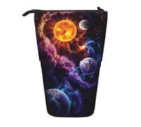 ASFgda Trousse à crayons télescopique avec impression planète debout - Porte-crayons portable - Trousse de rangement pour cosmétiques