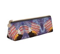 ASFgda Trousse à crayons triangulaire avec motif aigle avec drapeau des États-Unis - Trousse à fermeture éclair pour papeterie, maquillage, école, bureau et voyage