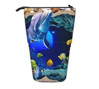 ASFgda Trousse télescopique avec imprimé dauphin en 3D - Motif monde sous-marin - Pour l'école et le bureau