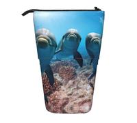 ASFgda Trousse télescopique avec motif dauphin qui vous regarde, pour l'école et le bureau