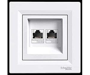 asfora - Caisse ISDN CAT6 2 x RJ45, prises, complet, schneider electric, Blanc, Neuf