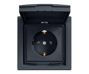 Asfora EPH3100371 Prise de courant avec couvercle IP44 Anthracite